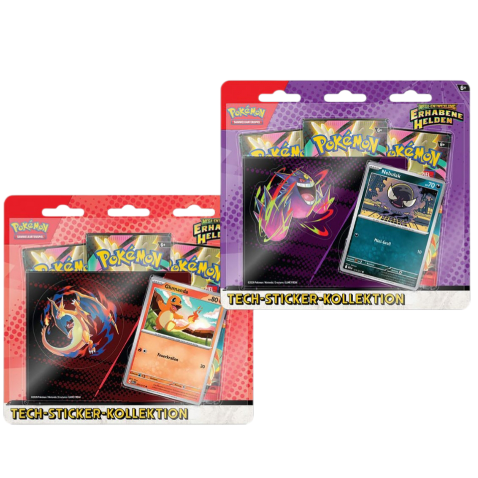 2 Stück Mega-Entwicklung - Erhabene Helden - Tech-Sticker-Kollektion (Bundle - beide Versionen)